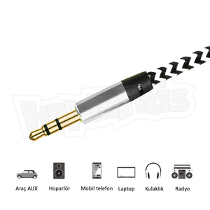 Câble audio tressé Diwu 3,5 mm mâle-mâle 1 m - Cordon stéréo professionnel en cuivre pur pour haut-parleur, radio et usage domestique - Product Image 5