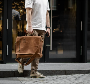 Trendy Mens Handmade <b>Leather</b> <b>Briefcase</b> 15 Inch Laptop, Gifts for Men, Mens Satchel, Messenger Bag Men - Product Image 1