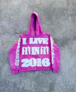 Sudadera con capucha unisex de invierno estilo vintage, desgastada, con cremallera, 330 g/m², peso pesado, 100 % algodón, forro polar transpirable, estilo hip-hop con efecto tie-dye. - Product Image 1