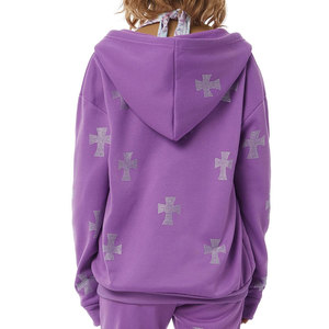 Sweats à capuche en strass pour femmes de qualité supérieure vêtements pour adultes prix bon marché sweats à capuche respirants anti-rides pour femme avec logo personnalisé/dessins - Product Image 2