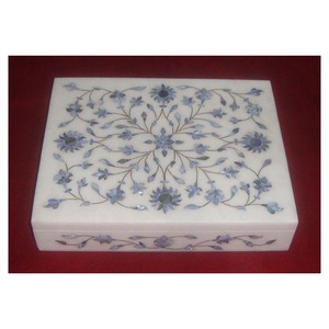 Incrustation de nacre Unique en marbre, artisanat indien, boîte rectangulaire, aliments secs et bijoux, serpillière, boîte incrustée, rangement de colliers et d'anneaux - Product Image 1