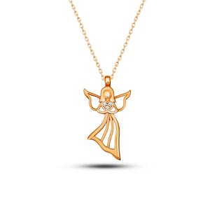 Collier pendentif AZURIS en argent 925 avec ange et pierre, conçu par un argentier, fabriqué en Turquie - Product Image 1