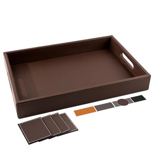 wholesale supplier Leather Tray manufacturer Brown Stylish Durable Perfect for Serving Drink - Product Image 1