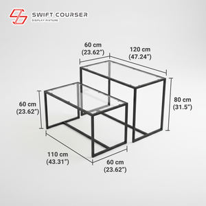 Mesas Auxiliares Modernas Rectangulares con Tapa de Cristal para Tiendas Minoristas - Product Image 2