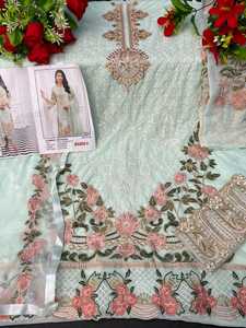 Costume indien de créateur Salwar Kameez, robes de travail à la main en fil Georgette pour femmes, vêtements ethniques - Product Image 6