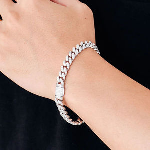 Lujo moissanite diamante Cuban Link Pulseras Bling Diamond Jewelry Wide Miami Cuban Link Hip Hop Pulsera - Product Image 6