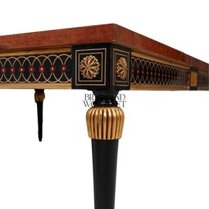 Mesa de Centro Cuadrada de Madera Antigua de Lujo con Incrustaciones de Latón, Patrones Florales y Patas Talladas en Oro Elegantes para Sala de Estar - Product Image 6