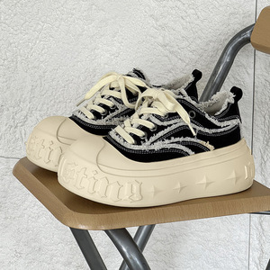 Zapatillas de lona gruesas <span class=keywords><strong>para</strong></span> <span class=keywords><strong>mujer</strong></span>, diseño de cabeza grande, plataforma, aumento de altura, informales, <span class=keywords><strong>para</strong></span> parejas - Product Image 5