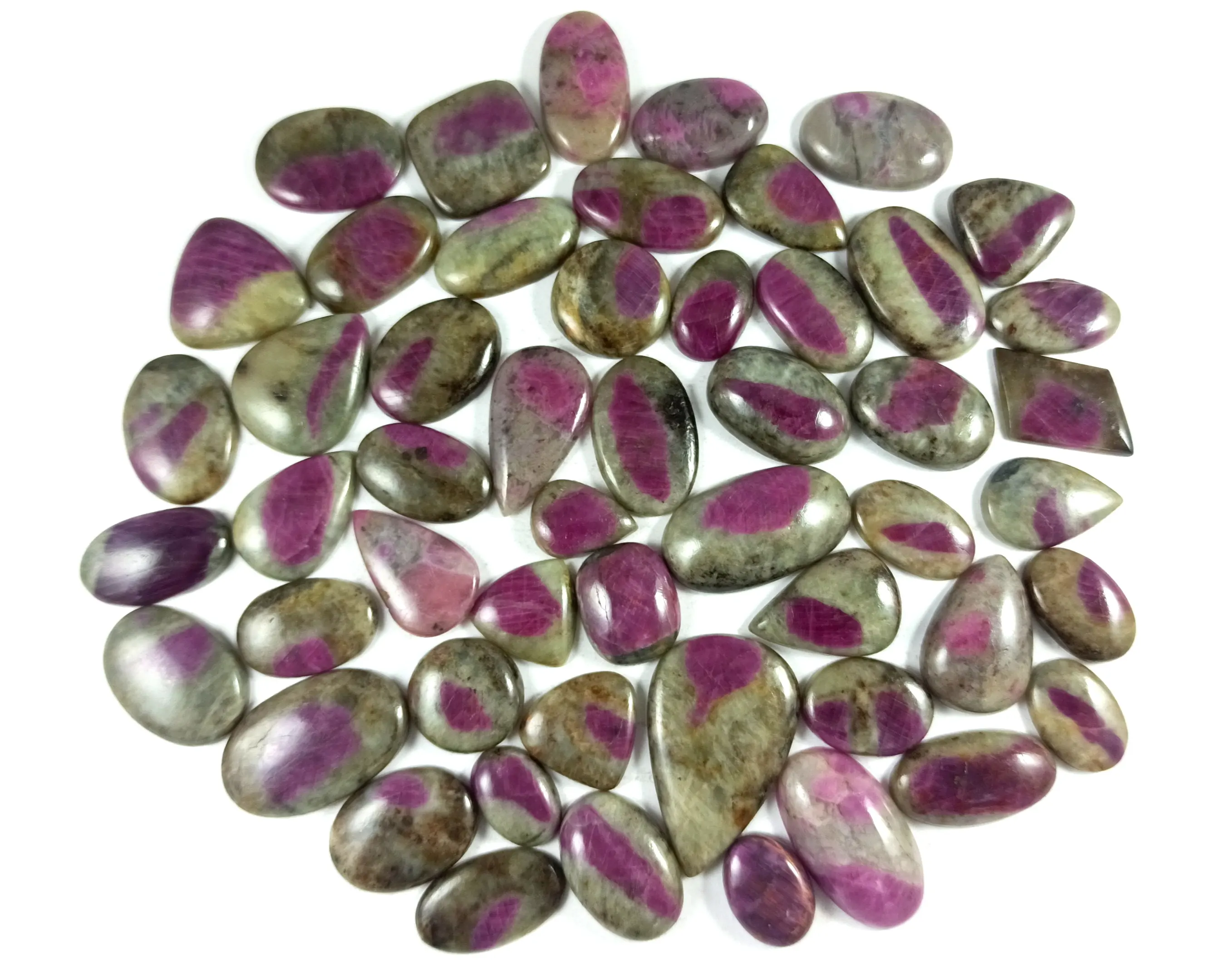 Natuurlijke Ruby In Quartz Losse Cabochon Mix Vorm En Grootte Ruby In Quartz Edelstenen Lot Voor Sieraden Maken