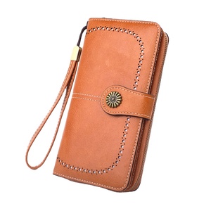 Portefeuilles de qualité supérieure à fermeture éclair, design unique, fermeture à bouton brodé, sac à main en cuir à prix de gros - Product Image 3