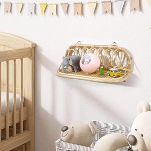 Handmade Modern Design Rattan Wall <b>Shelf</b> Natural Cane Woven Storage Rack for <b>Bedroom</b> Bathroom or Living Room for Wardrobe Use - Product Image 3