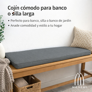 Coussin de banc long minimaliste en bois massif avec rembourrage en mousse haute densité, housse amovible et lavable à fermeture éclair, pour chaises et tapis d'intérieur - Product Image 2