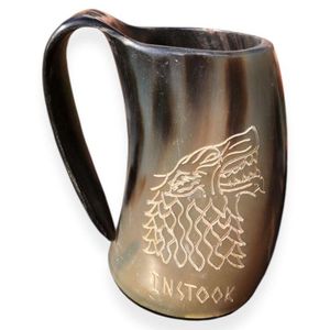 High Quality Natural Buffalo Horn <b>Mug</b> with Handle Modern Design Eco-Friendly for Beer Wine Mead Ale - Product Image 2
