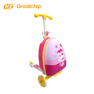 Set di Valigie Rigide con Etichetta per Bagagli, Trolley da Viaggio 20 Pollici, Valigia Scooter per Bambini - Product Image 1