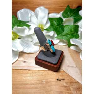 Navajo Handmade Turquoise Gemstone <b>Ring</b> Multi-Bezel Set Stone Size 9 <b>Statement</b> Sterling <b>Silver</b> Everyday Wear Fine Jewelry - Product Image 2