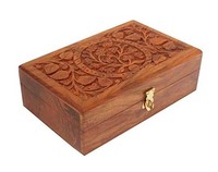 Organisateur de boîte à bijoux en bois fait à la main de luxe boîtes en bois sculptées florales modernes pour stocker des bijoux et des pièces de monnaie idées cadeaux