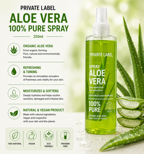 Spray de Aloe Vera Puro de Marca Privada 250ml OEM |   Spray Orgánico Hidratante y Calmante para la Piel |   Cuidado de la Piel Sensible España UE - Product Image 2