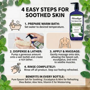 Gel Douche au <span class=keywords><strong>Sel</strong></span> d'<span class=keywords><strong>Epsom</strong></span> Pur Eucalyptus & Menthe Verte pour la Relaxation et le Soulagement - Product Image 2