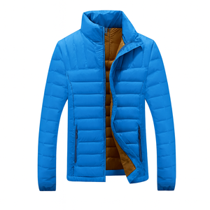 Men Winter Puffer Jacket Stand Front Warm Breathable Eco-Friendly Polyester Waterproof Hooded Full <b>Zip</b> Casual High Street - Product Image 3