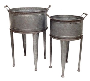 Maceta de suelo multiusos galvanizada de diseño contemporáneo y elegante personalizable, nueva decoración de jardín para el hogar, pantalla de maceta con logotipo hecho a mano - Product Image 4