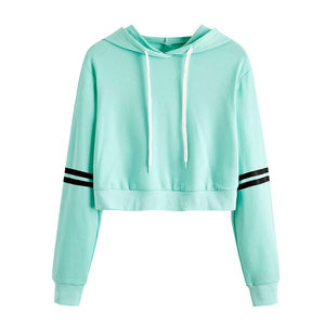 Fabricación de fábrica Material fresco Nuevo estilo Regular Fit Crop Top Hoodie 100% algodón French Terry Cotton Knitted Hoodie Mujeres - Product Image 1