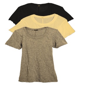 T-shirt à manches courtes de conception d'été écologique pour femmes Super doux en coton fin col en U coupe régulière léger compressé - Product Image 3