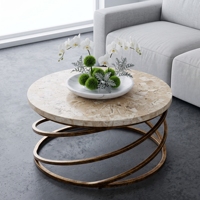 Table basse ronde moderne en fer et marbre, base en métal, plateau en marbre de luxe, table de salon, table basse contemporaine, table à cocktail