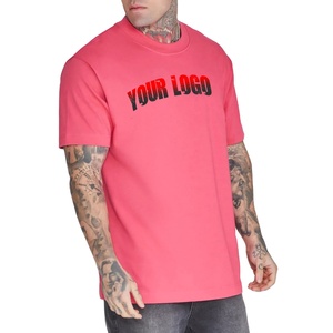 Custom Neon Pink T Shirt Streetwear Logo Cotton Tee Wholesale Bright Pink Tee Custom Printed Fashion Shirt Private Label Pink T - Product Image 1