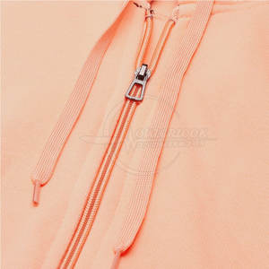 Women's 100% Cotton <b>Zipper</b> Plain Hoodie Street Style Casual Winter Hooded Top with Front Logo Available in Different Colors - Product Image 5
