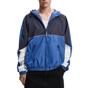 Chaqueta Cortavientos Impermeable para Exteriores, Ropa de Entrenamiento para Correr, Chaqueta Cortavientos de Nailon Personalizada, Bloques de Color, Ligera e Impermeable - Product Image 1