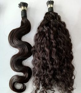 Extension de cheveux humains indiens vierges Faisceaux alignés sur les cuticules Os brut Machine droite Double trame I-Tips Style de vague naturelle 12A - Product Image 1