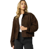 Veste en cuir suédé de haute qualité pour femmes en peau de mouton véritable, imperméable, tricotée, manteau d'hiver à manches longues