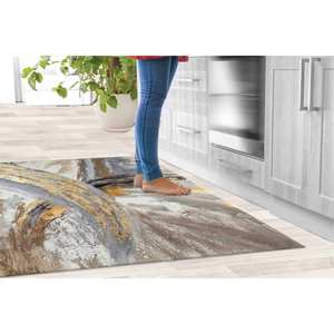 Alfombra Abstracta Gris Dorado: Alfombra Moderna con Diseño Artístico de Pinceladas, Alfombra Suave No Tejida - Product Image 4