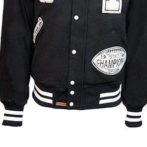 Mode gros blanc varsité vestes 2025 personnalisé automne col montant côtelé manchette ourlet solide plaine veste de sport - Product Image 6