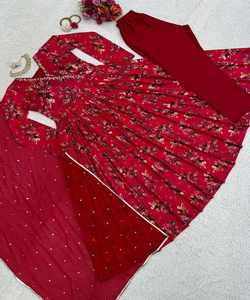 Salwar Kameez de Chifón con Bordado Resham y Pedrería para Verano, Vestido Elegante de Seda/Algodón para Fiestas - Product Image 6