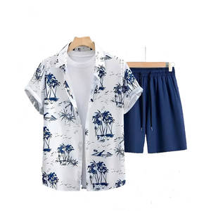 Ensembles de vêtements pour hommes avec logo personnalisé Ensemble de vêtements professionnels courts imprimés pour hommes Ensembles pour hommes grande taille High Street Coton Respirant - Product Image 1