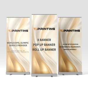 للبيع بالجملة لافتات قابلة للسحب لفة لأسفل لافتة حامل شاشة لفة الألومنيوم - Product Image 1