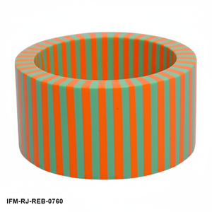Brazalete de Resina a Rayas - Joyería de Brazalete Grueso con Rayas Verticales Naranja y Verde para Mujer - Product Image 1