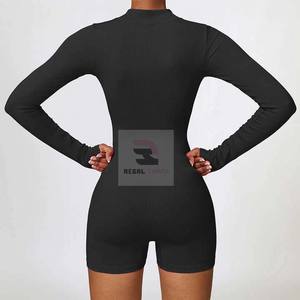 Women's Seamless Zipper Long Sleeves <b>Sports</b> <b>Bodysuit</b> Comfortable Fitness Gym <b>Jumpsuit</b> - Product Image 3