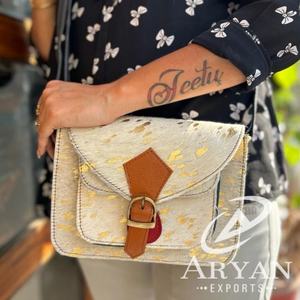 New Style Recycled Leather Metallic Fur Sling Bag High Quality Animal Print Fur Leather Side Bag Multi <b>Colour</b> Women <b>Handbags</b> - Product Image 1