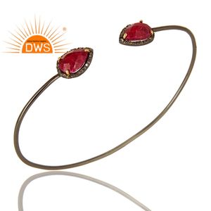 กำไลข้อมือเพชรพลอยและทับทิมธรรมชาติสีเงินสเตอร์ลิงเครื่องประดับที่ออกแบบได้เองของขวัญสำหรับผู้หญิงสำหรับเธอ - Product Image 2