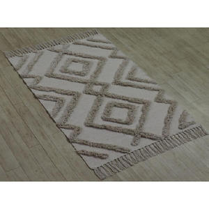 พรมทอผ้าฝ้ายคุณภาพสูง ลายโอเวอร์ทัฟท์ เป็นมิตรกับสิ่งแวดล้อม ซักได้ เหมาะสำหรับห้องนอนและห้องรับประทานอาหาร - Product Image 1