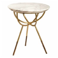 Table design pour meubles de salon de style italien pour café et club Sculptures de table de forme ronde Verre doré de haute qualité