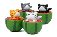 Nouveau Style mignon pastèque chaton modèle Miniature Figurine maison Table gâteau décoration