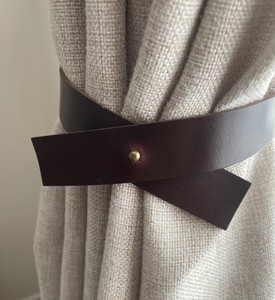 Leather Curtain Tie Back Cross Design , Leather Curtain Ties, Leather <b>Tieback</b> Holder - Product Image 1