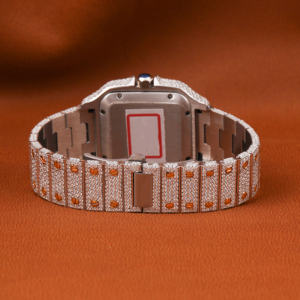 Esfera de fecha clásica de diamante de moissanita redonda impresionante personalizada y características de número árabe reloj de diamantes para regalo de hombres - Product Image 3