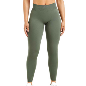 Women's Mid-Waisted Yoga Leggings Spandex/Nylon Custom Logo Scrunch Butt Seamless Design Elastic Waist Casual Quick Dry Solid - Product Image 3