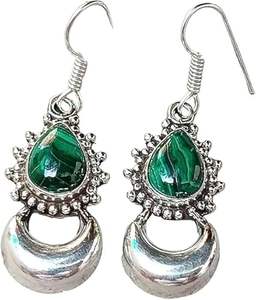 Pendiente de gota para mujer, piedra preciosa de malaquita Natural, compromiso de boda, joyería hecha a mano de Navidad, pendiente de Plata de Ley 925 - Product Image 2