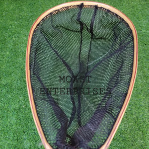 Filet d'atterrissage de pêche à la mouche en plein air Filet à truite Cadre en bois avec filet en caoutchouc Filet coulé à la main Thor Filet de pêche à la truite - Product Image 1