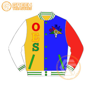 GREEK TREASURES GT-9047 Customized Order Eastern <b>Star</b> Cotton Fleece Embroidered Varsity <b>Jacket</b> OES Breathable Quick Dry Women - Product Image 1